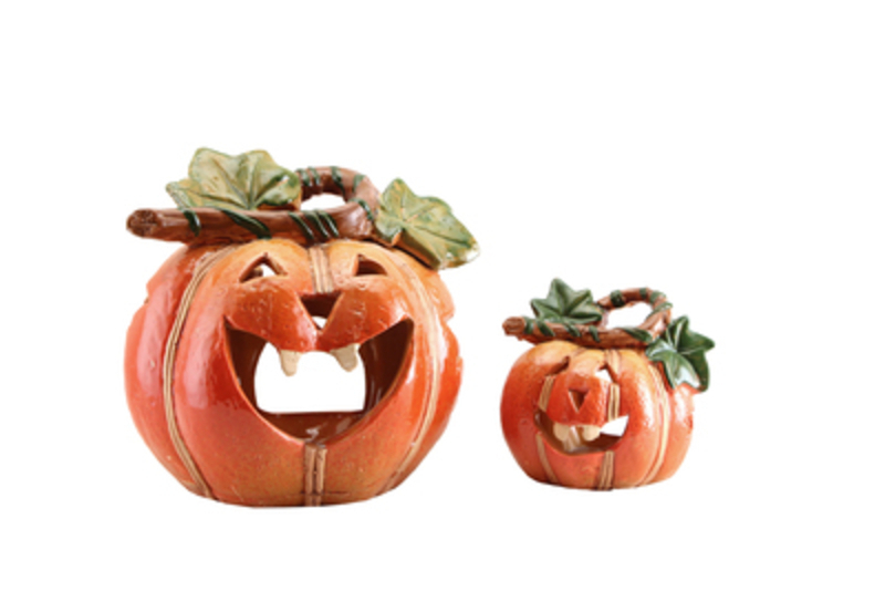 Set of 2 Ceramic Pumpkin Nightlights by Gisela Graham